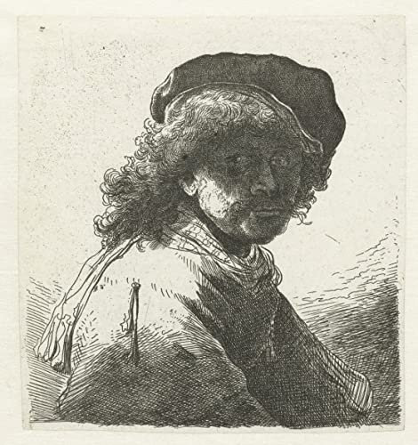 MHFFDYIV Berühmte Gemälde Mode Leinwand Malerei Leinwand Plakat Selbstporträt mit Schal und dunklem Gesicht: Büste von Anonymous Moderne Kunst für Wohnzimmerdekoration 60x90cm