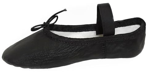 Ballet Shoes Leather Ballet Flats Ballerina Shoes Black Ballet Gymnatic Yoga Dance Shoes (4 UK)