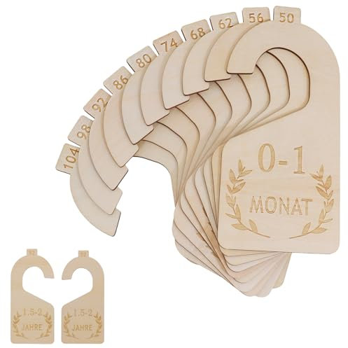 10 Stück Größentrenner Baby Beidseitiger Druck,Babykleidung Trenner 50-104, Baby Kleiderbügel Babykleidung Kinderkleiderbügel Holz, geeignet Für Kleidung Von Neugeborenen Bis Zu Kleinkindern