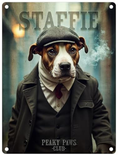 Small (150 x 200mm) Metal Sign - Peaky Paws Club - Staffordshire Bull Terrier (Staffie)