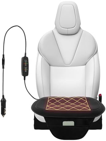Wizvox 12v Autositzauflage Beheizbar, 12v/24v,Stromschutz Heizsitzauflage Auto Universell,Warm Sitzheizung Zum Nachrüsten für Fahrzeuge,Büro uz10101117,Gesäßpolster