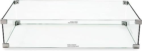 ZHAOXI Windschutz für Feuerstelle mit rechteckiger Flamme für den Außenbereich, 78,7 cm, quadratische Dicke, gehärtetes Glas, 76,2 x 39,4 x 17 cm, für Grillabende im Park