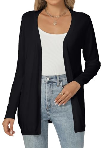 Famrrifuu Cardigan Donna Maglia Maniche Lunghe Elegante Lungo Leggero Aperto Giacca Tinta Unita Estivo Primavera
