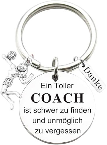 Tecreo Edelstahl Schlüsselanhänger mit Gravur Ein Toller Coach ist schwer zu finden und unmöglich zu vergessen Schlüsselring Lehrer Coach Keychain Geschenk für Lehrertag, Volleyball Dekor