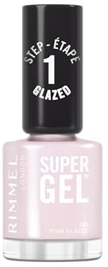Rimmel Super Gel, 105 Pink Glazed, Vernis longue tenue, Finition givrée, Application facile, Manucure effet gel, Résistant aux éclats, Formule clean, 12ml