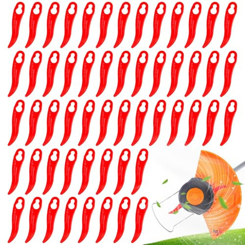 50Pcs Curved Plastic Trimmer Blades, Universal Cordless Strimmer Replacement Blades 91mm Lawn Mower Cutting Blades for Most Garden Grass Trimmer