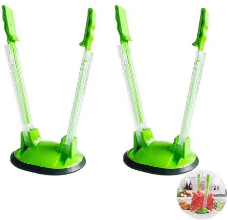 2 Pcs Freezer Bag Stand, Plastic Baggy Racks, Baggy Rack Holder for Food Prep Bag, Reusable Bag Holder for Plastic Bags, for Food Storage(Green)