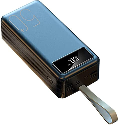 Power Bank Caricabatterie portatile Power Bank 60000Mah Batteria ad alta capacità, display LCD 3 ingressi 4 uscite USB Ricarica rapida Batteria portatile di capacità (3 pezzi), nero, 50000Ma