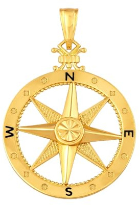 Rodium, Anhänger Gold, Windrose, 585/14K