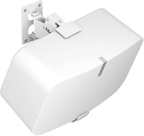 notiela Heavy Duty Speaker Wall Bracket for Sonos Five & Sonos Play 5 Wall Mount with Tilt & Swivel Adjustment for Sonos Play 5, Sonos Five Wall Mount Bracket, Single White