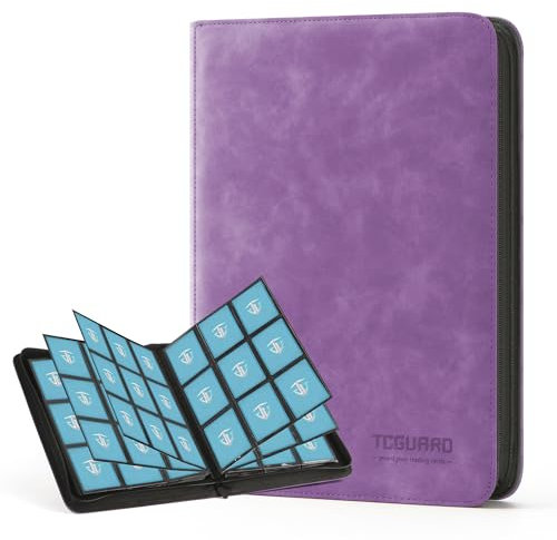 TCGUARD Sammelkarten Album für bis zu 540 Karten, 9 seitlich Sammelalbum Reißverschluss Binder für Sammelkarten, MTG Karten Heft für Spielkarten, Sportkarten, Yugioh etc. Lila