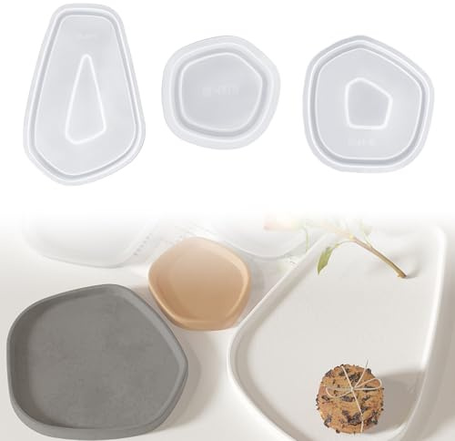 KLEHOPE Moldes para Resina Epoxi, 3 Piezas Moldes Silicona Posavasos, Forma Irregular Molde de Bandeja, 3 Tamaños, para Hacer Posavasos, Tapetes para Tazones, Chocolates