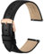 Anbeer 14mm piatto sottile elegante cinturino in vera pelle,cinturino di ricambio a sgancio rapido,nero con fibbia oro rosa