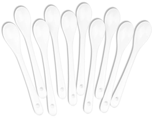 Porzellanlöffel mit langem Griff, für Kaffee, Tee, Joghurt und Eis, Besteck, Keramik, 15 cm, Weiß, 10 Stück