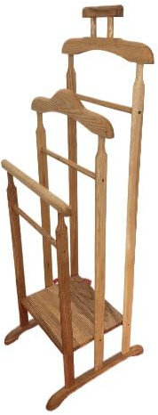 Generisch Servitore da uomo in legno massello – Appendiabiti in frassino con ripiano, servitore silenzioso, porta abiti in vero legno per uomo/donna (finitura in legno naturale, Jasston chiaro)