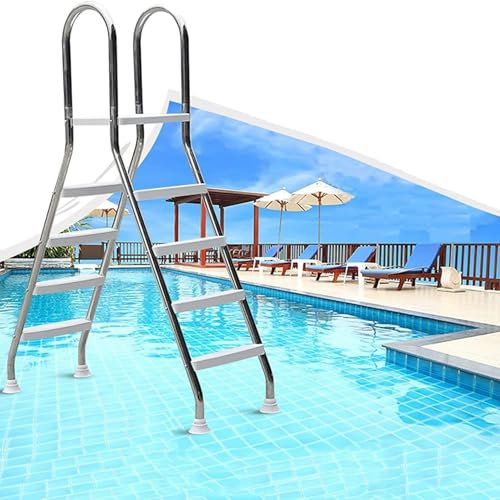 Above Ground Pool Ladder,4-Steps Swimming Pool Ladder with No-Slip Steps,Arm Rails and Barrier,304 Stainless Steel,for Indoor/Outdoor Pools,Anti-Slip Ladder