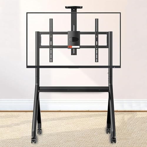 GJBMXSM Smart Board Stand for 55- 100'' Interactive Whiteboard, Mobile TV Stand with 4 Lockable Wheels, Height Adjustable,120kg Load, Design for Classroom Home Office