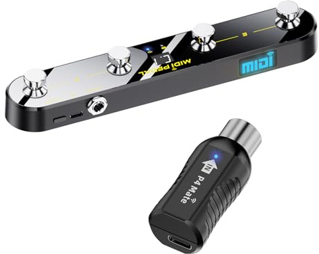 summina Kabelloser MIDI-Controller, Pedal-Fußschalter, Controller, Fußsteuerung, 5 Modi, 25 Stunden Spielzeit, BT 5.3, BLE MIDI, anpassbar mit Metalloberfläche, für iOS, Mac, Windows, Android