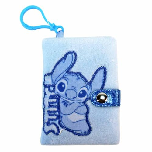 BEMIRO Notizbuch Mini mit Plüsch & Glitzer – ca. 7 x 10 cm – mit gesticktem Motiv & Kunststoff-Karabiner – liniertes Mini-Tagebuch zum Anhängen für Kinder & Fans – süß & handlich (Blau)