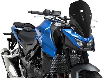 Puig 22285N R-Racer Windscreen, sport screen made of high-impact acrylic with aerodynamic design, wind tunnel tested and TÜV certified, Black