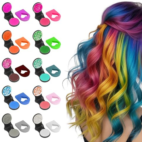 10 Colors Hair Chalk for Girls, Temporary Hair Dye, Hair Chalk Set, Washable/Glitter/Portable, Set for Festival, Birthday, Party, Cosplay, The Perfect DIY for Girls and Boys