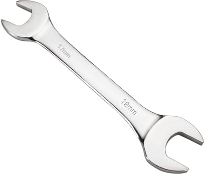 Mandouer 17mm x 19mm Double Open End Spanner, Metric CR-V Steel Wrench | Chrome vanadium steel, durable and rust-resistant, perfect for car repair, bike maintenance, home DIY projects (1-piece)