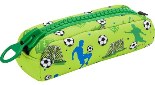 Federmäppchen Fussball: Gepolstertes Federmäppchen mit Motivdruck, mit XL-Reißverschluss