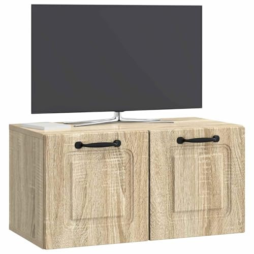 vidaXL Wandmontierter TV-Schrank Sonoma-Eiche 59,5 x 31 x 30 cm, Wohnzimmermöbel, moderner TV-Ständer, viel Stauraum, funktionale Medien-Einheit, platzsparendes Design, Holz-Unterhaltungszentrum