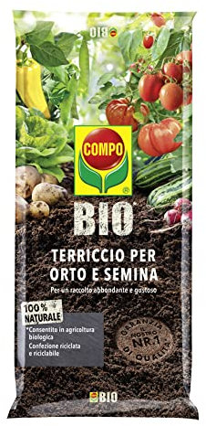 COMPO BIO Terriccio per orto e semina, Per colture orticole, frutticole e semina, 80 l