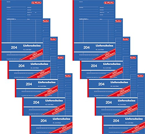Herlitz 1932839 Lieferschein-Buch A5 204 2x40 Blatt, selbstdurchschreibend (10 Stück)