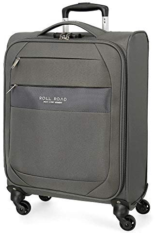 Roll Road Royce Maleta de cabina Gris 40x55x20 cms Blanda Poliéster Cierre combinación 39L 2,1Kgs 4 Ruedas Equipaje de Mano