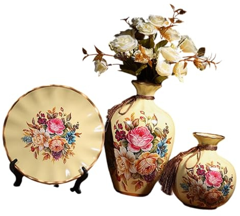 Contemporary 3Piece Decorative Vases And Tray Set Ceramic Planter Coffee Table Centerpieces Wedding Anniversary Present Home Decors Vases