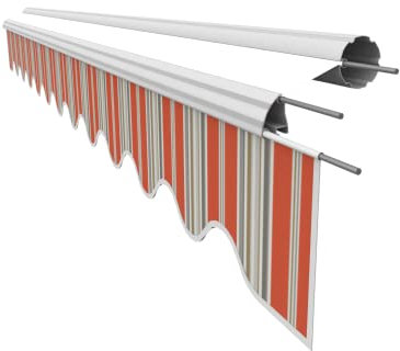 VANA Markisenstoff Volant für 4,5 m Markise Ersatzstoff Markisentuch Bespannung Sonnenschutz, nur Volant, fertig genäht, Maß 4,38 x 0,21 m, Design SPD031