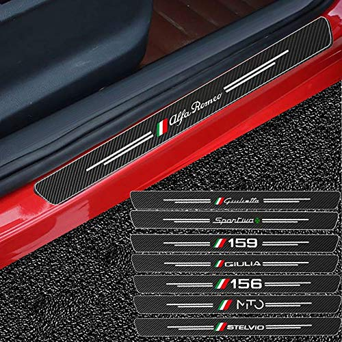 4 Stück Kohlefaser Einstiegsleisten Türschweller Trittplatten, für Alfa Romeo 159 147 156 Giulietta Sp Mito Giulia Stelvio Sportiva Auto Schutz Aufkleber Pedal Car Door Sill Zubehör Schutzfolie