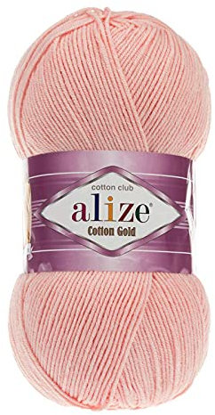 100g Strickgarn Alize Cotton Gold Uni Klassikgarn Häkelgarn Strick-Wolle Farbwahl, Farbe:393 hellrosa