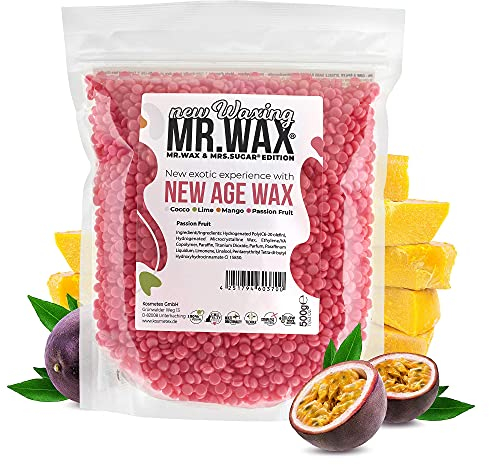 Mr. Wax New Age Waxing Passionsfrucht Wachsperlen für Haarentfernung, Wachs Warmwachs Perlen, schmerzfreie Enthaarung im Gesicht für Augenbrauen, Oberlippe, Intimbereich, Achseln