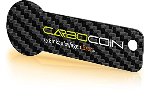 Einkaufswagenlöser Carbocoin F7 / Entriegler für Einkaufswagen/Carbon Schlüsselanhänger mit Schlüsselfundservice/Alternative für Einkaufswagenchip