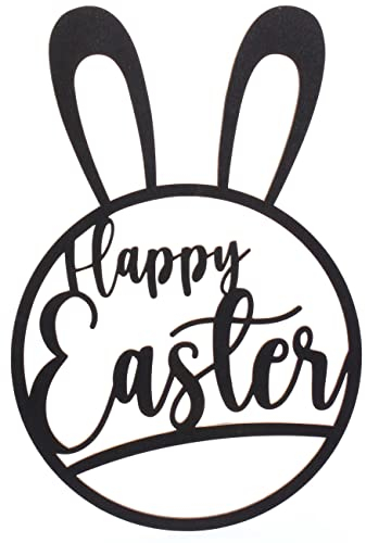 Papierdrachen Ostern Holz Ring - Osteranhänger schwarz - Wiederverwendbare Oster Dekoration 22 cm Durchmesser - Happy Easter - Set 2