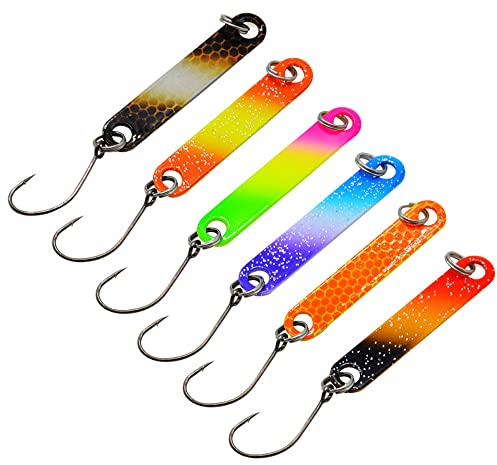 Forellen Köder Stick Set 4cm/2g UV-Aktive Forellen Köder Forellenköder Spoons Forellenblinker Shiny Trout Spoon Set Forellen Köder zum Angeln auf Forellen, Saiblinge und Barsche (6-teilig)