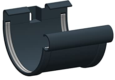 4 Home & Garden | Rinnenverbinder Verbindungsstück mit Dichtung | Kunststoff PVC Farbe Anthrazit | Dachrinnensystem RG 100 Typ 300 Fallrohr DN 60