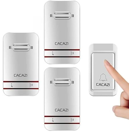 CACAZI V027G Un Bouton Trois récepteurs Sonnette électronique cinétique Maison sans Fil Auto-alimentée, Prise UE