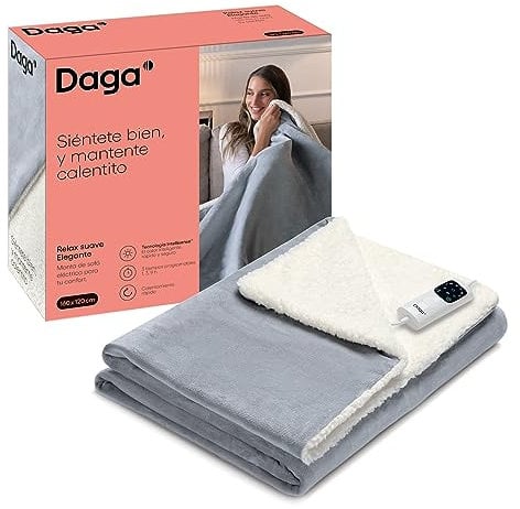 DAGA Relax Weiche elegante elektrische Sofadecke, Intellisense-Heiztechnologie, mit weichem und komfortablem Lammfell-Effekt, 160 x 120 cm