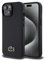Lacoste Coque rigide en polyuréthane avec logo tissé emblématique Petit piqué avec MagSafe compatible avec iPhone 16 Series (noir, iPhone 16 Plus)