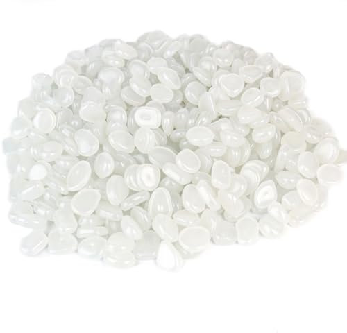 Lot de 400 pierres lumineuses, blanches, lumineuses, pour jardin et aquarium, brillent dans le noir, pierres décoratives pour jardin, herbes et aquariums