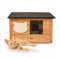 QLS Katzenhaus aus Holz 53x39 cm mit Matratze Isoliert Montiert Winterfest (Eiche, 53x39cm)