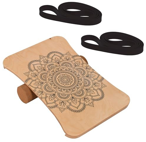 Woodboard Starter Set Balance-Board Ahorn Holz & Kork Rolle Koordination und Balance-Training (rechteckig)