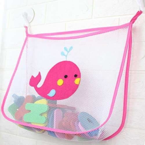 Bath Tub Toy Storage Organizer, Bath Tub Toy Organizer, Bathtub Toys Storage, Baby Bath Toy Organizer for Tub, Kids Toy Net Storage, Shower Basket Accessories Bath Toys Holder for Tub (Eraser Pink)