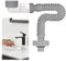 DASIAUTOEM Siphon de 1 1/4, Siphon Économiseur d'espace, Lavabo Réglable, Tuyau de Vidange Flexible, Anti-Odeurs, Tuyau d'évacuation des Eaux Usées Remplaçable (Gris)