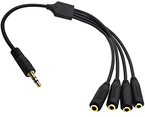 Cavo splitter per microfono e cavo da 3,5 mm, da 1 a 4 vie TRS 3 0ole/2 anelli maschio a 4 x femmina