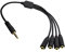 Cavo splitter per microfono e cavo da 3,5 mm, da 1 a 4 vie TRS 3 0ole/2 anelli maschio a 4 x femmina